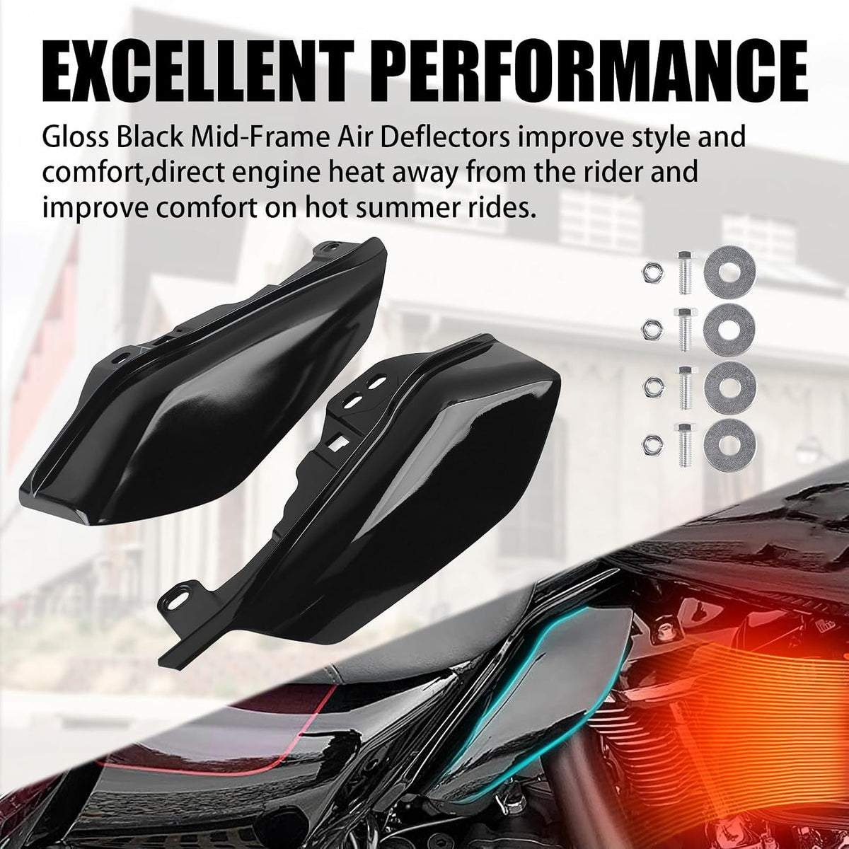 Mid-Frame Air Deflectors & Heat Shields for Harley Touring (2009–2024)