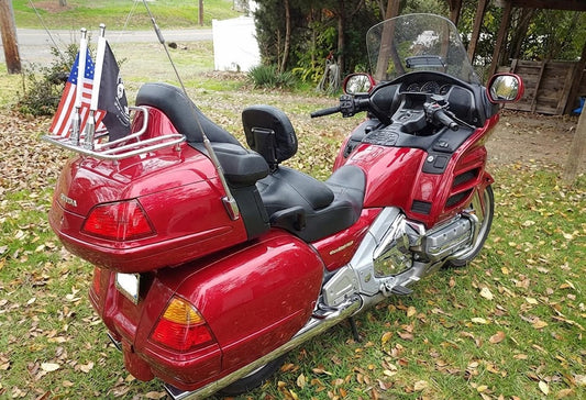 2Pack Foldable Chrome Harley Davidson Flags Pole Mounts -POW/MIA Flags Included