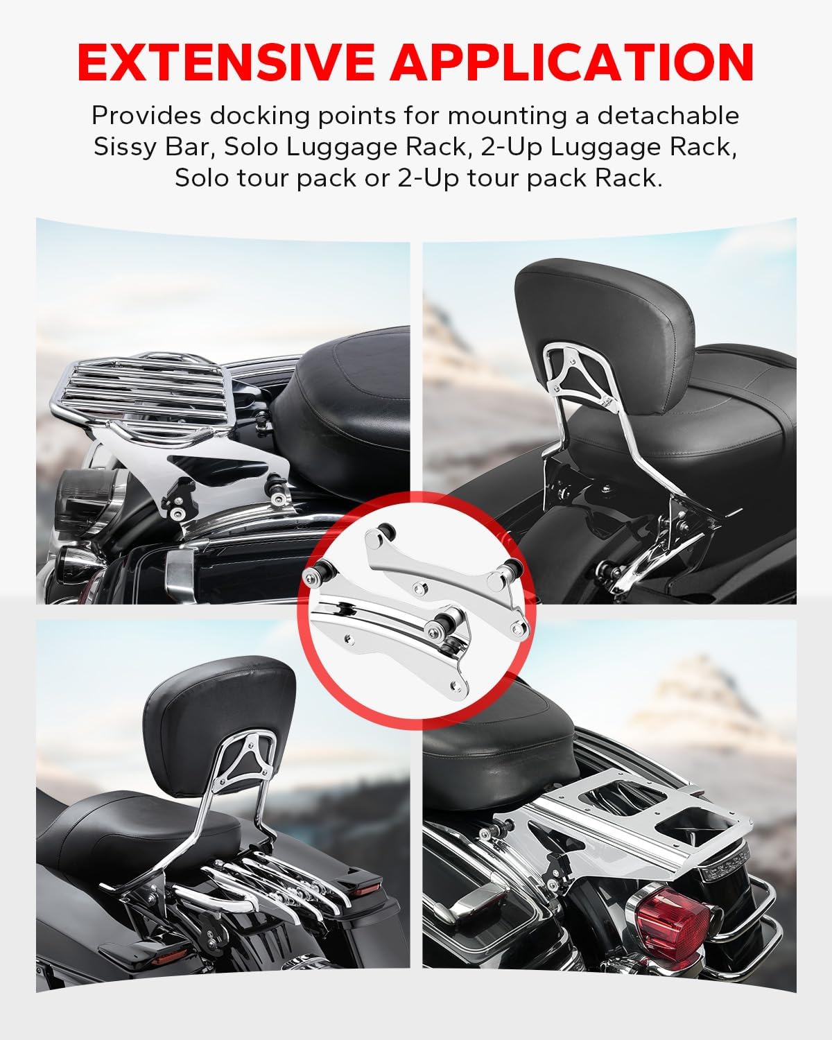 4-Point Detachable Rear Docking Hardware Kit – Chrome Finish – Fits 2014–2018 Harley Touring Models