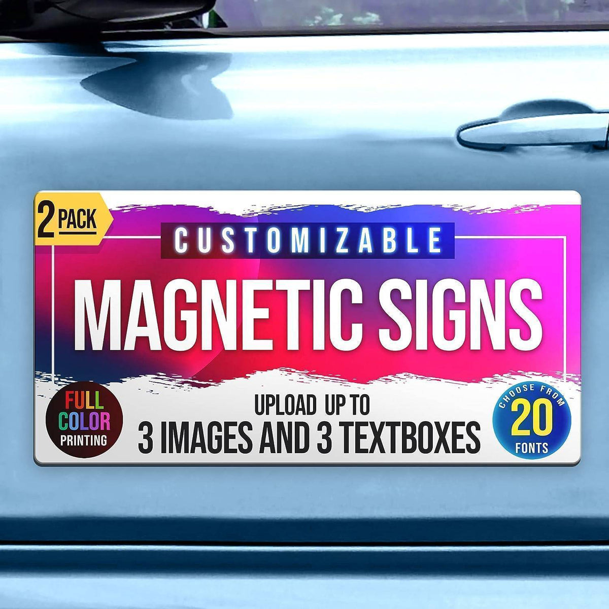 Custom Large Size Rectangle Magnet, 2 Pack, Perfect for Businesses, Advertising, Personal Use, Gifts, Magnetic Vinyl for Vehicles and Any Magnetic Surface