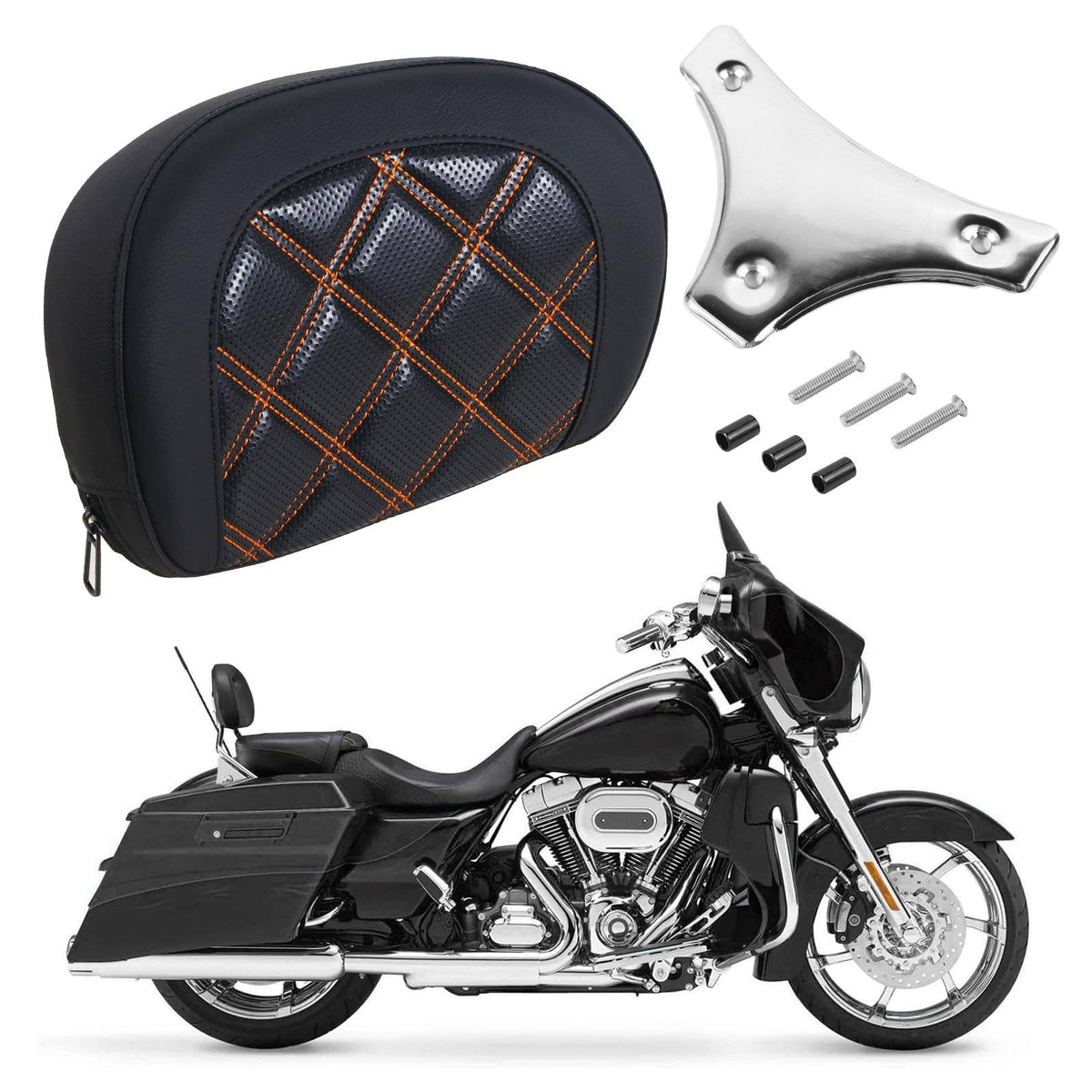 Detachable Sissy Bar Backrest Cushion Pad for Harley Davidson Glide Road King Traveler0
