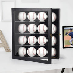 Wall-Mountable LED Baseball Display Case - Clear Acrylic, Holds 16 Balls