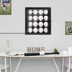 Wall-Mountable LED Baseball Display Case - Clear Acrylic, Holds 16 Balls