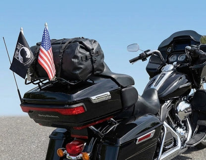 2Pack Foldable Harley Davidson Motorcycle Flag Mount Kit w/ USA & POW MIA Flags for Luggage Racks
