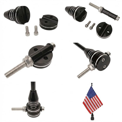 2Pack 6x9" American & Eagle Motorcycle Flags Kit – Chrome 13" Flagpoles & Mounts for Harley, Honda Goldwing, Yamaha & More