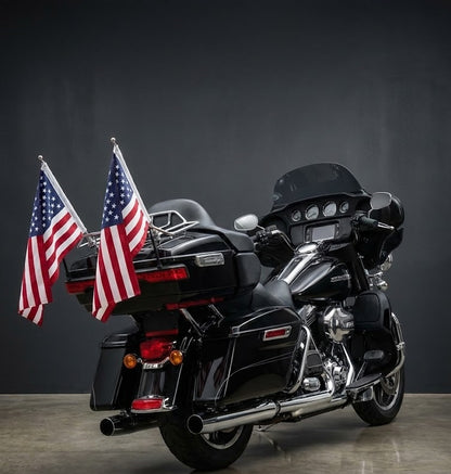 2Pack 6x9" American & Eagle Motorcycle Flags Kit – Chrome 13" Flagpoles & Mounts for Harley, Honda Goldwing, Yamaha & More