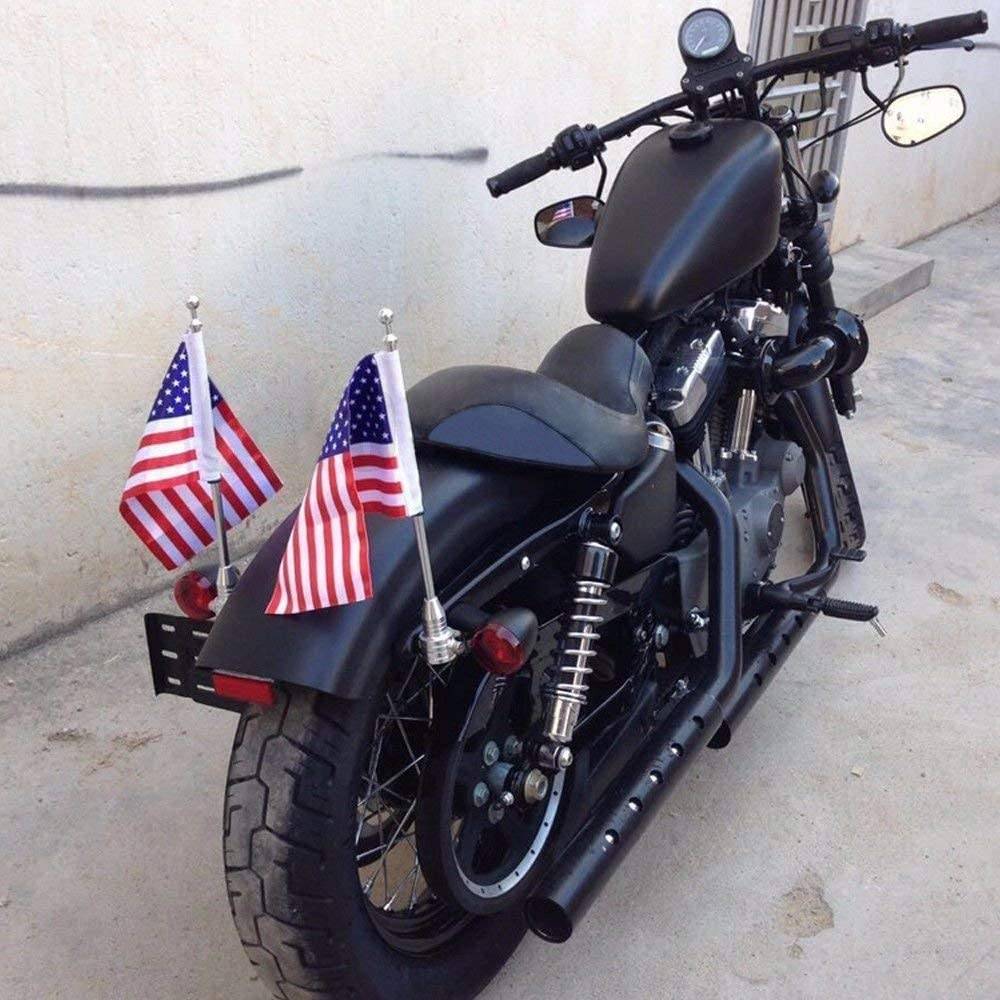 2Pack Motorcycle Flag Pole Mount For Harley Davidson W/ 2PK Free Flags