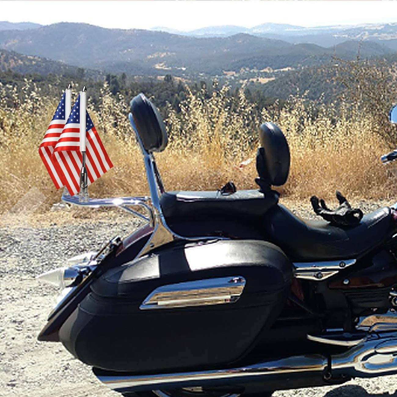 2 Pack Motorcycle Flagpole Mounts Kits Foldable 90°